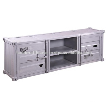 Industrial Vintage Container style 2 Door 2 shelf TV Stand